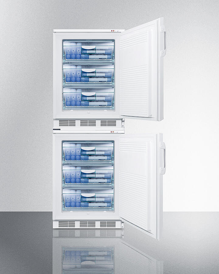 Summit VT65MLSTACK 24 Inch Wide Stacked General Purpose All-Freezers Capable Of -25 C Operation, With Removable Basket Drawers And Factory-Installed Lock