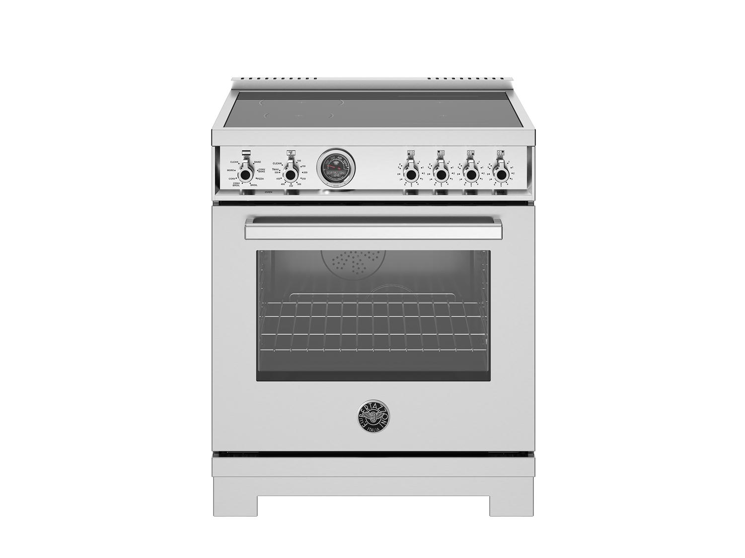 Bertazzoni PRO304IFEPXT 30 Inch Induction Range, 4 Heating Zones, Electric Self-Clean Oven Stainless Steel