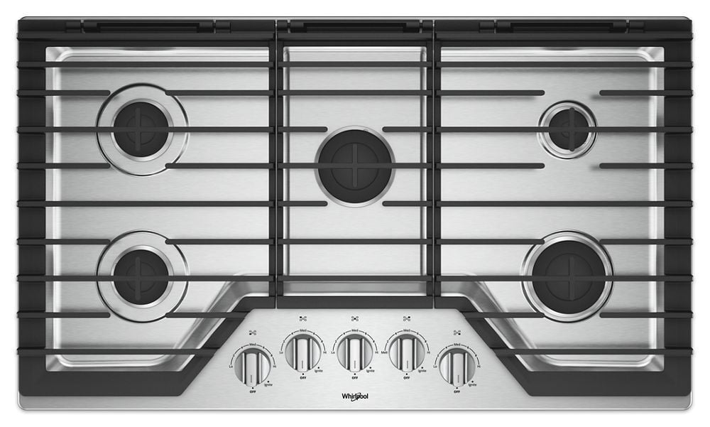 Whirlpool WCG55US6HS 36-Inch Gas Cooktop With Ez-2-Lift Hinged Cast-Iron Grates