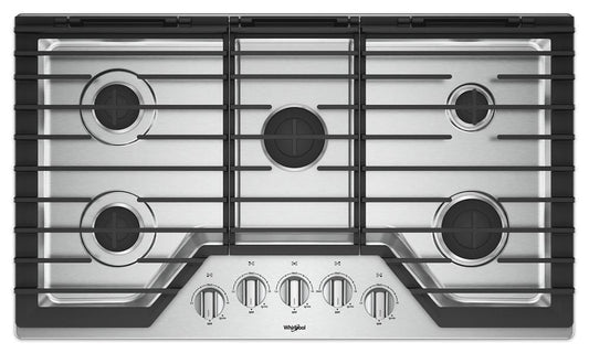 Whirlpool WCG55US6HS 36-Inch Gas Cooktop With Ez-2-Lift Hinged Cast-Iron Grates