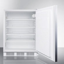 Summit AL750LSSHH Ada Compliant All-Refrigerator For Freestanding General Purpose Use, Auto Defrost W/Lock, Ss Door, Horizontal Handle, And White Cabinet