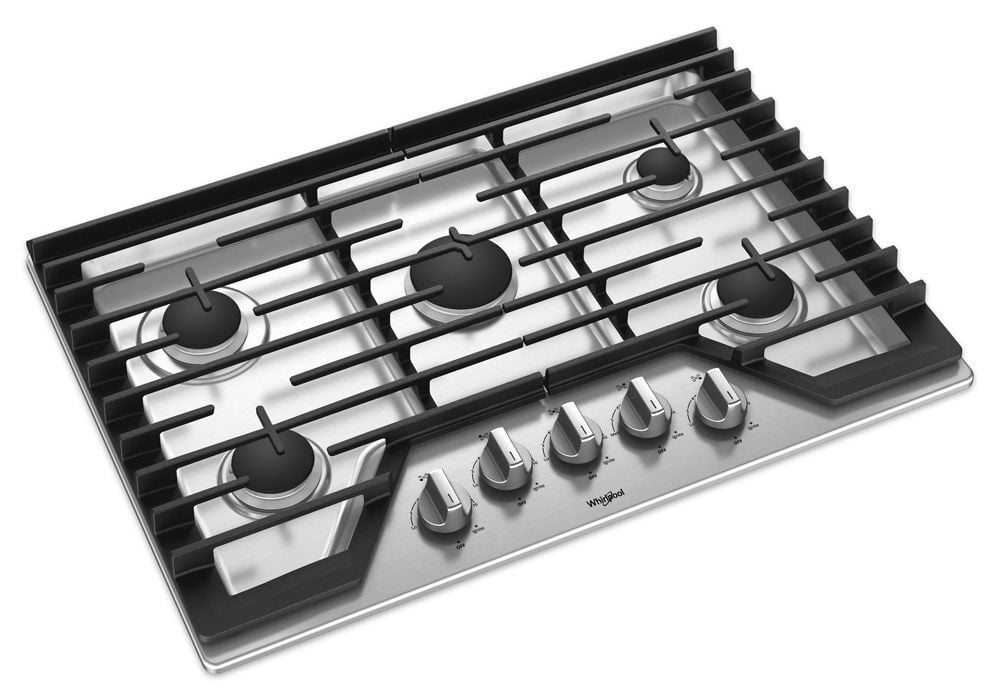 Whirlpool WCG77US0HS 30-Inch Gas Cooktop With Ez-2-Lift Hinged Cast-Iron Grates
