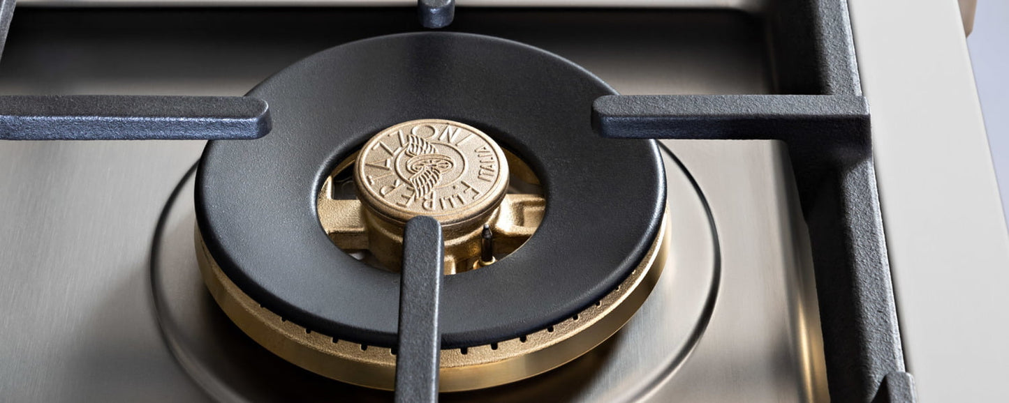 Bertazzoni PROF486GRTBXT 48 Gas Rangetop 6 Brass Burner + Electric Griddle Stainless Steel