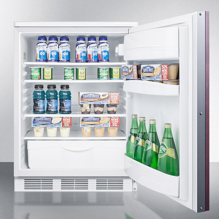 Summit FF6WBI7IF Commercially Listed Built-In Undercounter All-Refrigerator For General Purpose Use, Auto Defrost W/Integrated Door Frame For Overlay Panels And White Cabinet