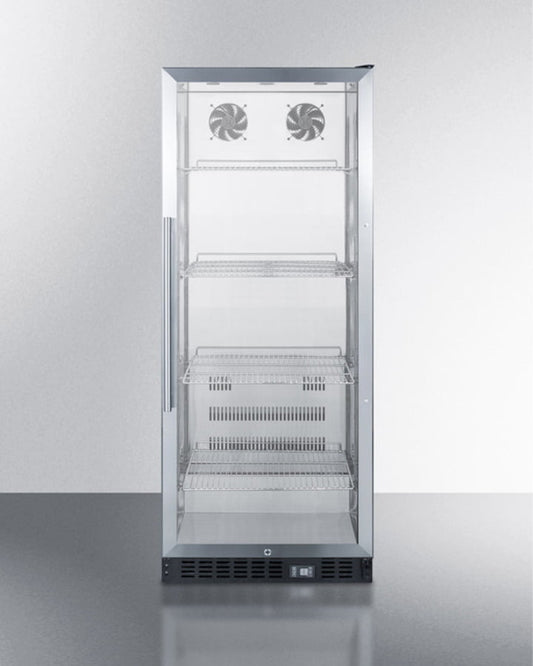 Summit SCR1156 Commercial Beverage Merchandiser Designed For The Display And Refrigeration Of Beverages And Sealed Food, With 11 Cu.Ft. Capacity, Ss Interior, Self-Closing Door, And A Digital Thermostat