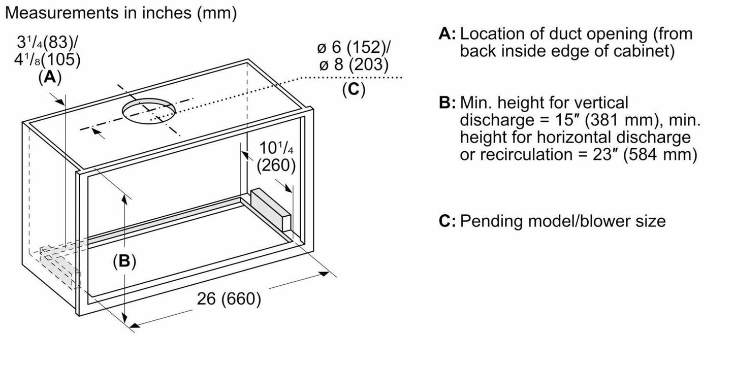 Bosch HUI80553UC 800 Series Custom Insert Stainless Steel Hui80553Uc
