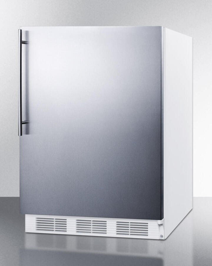 Summit AL650SSHV Freestanding Ada Compliant Refrigerator-Freezer For General Purpose Use, W/Dual Evaporator Cooling, Cycle Defrost, Ss Door, Thin Handle, White Cabinet
