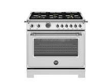 Bertazzoni HER366BCFEPXT 36 Inch Dual Fuel Range, 6 Brass Burner And Cast Iron Griddle, Electric Self-Clean Oven Stainless Steel