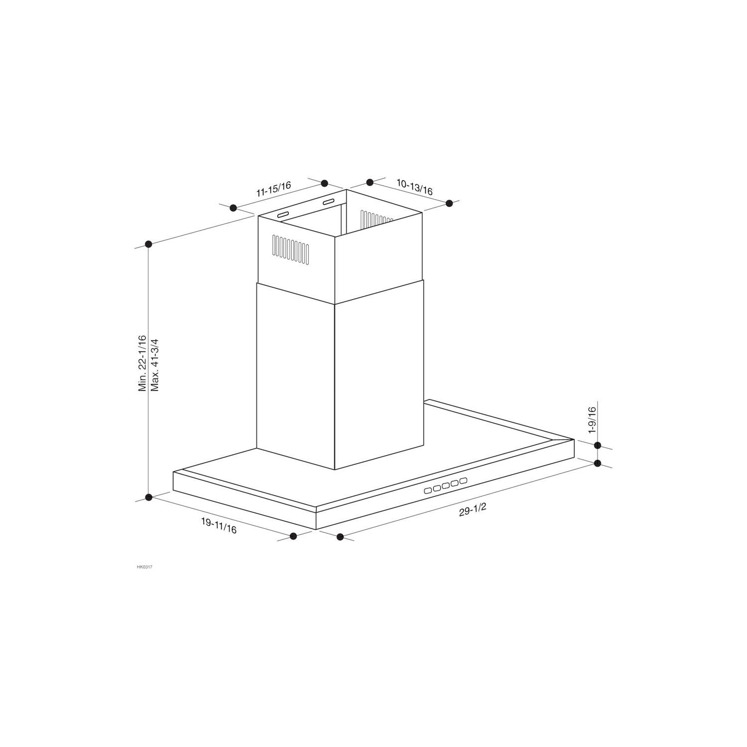 Broan BWT1304SS Broan® 30-Inch Convertible Wall-Mount T-Style Chimney Range Hood, 450 Max Cfm, Stainless Steel