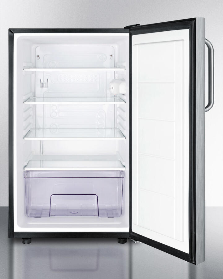 Summit FF521BLCSSADA Ada Compliant 20" Wide Built-In Undercounter All-Refrigerator For General Purpose Use, Auto Defrost With Lock And Stainless Steel Exterior