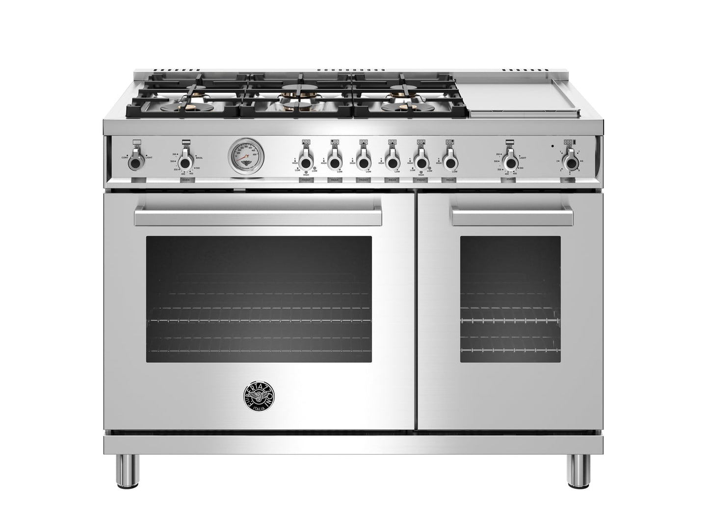 Bertazzoni PROF486GGASXT 48 Inch All-Gas Range 6 Brass Burner And Griddle Stainless Steel