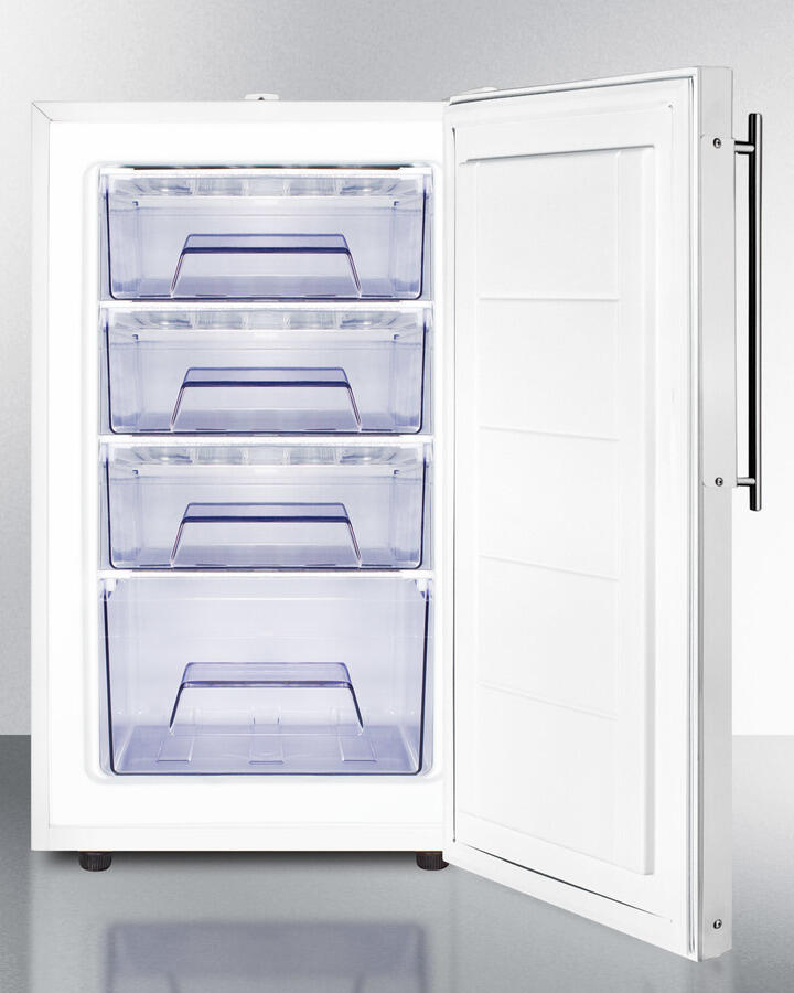 Summit FS407LBIFRADA Ada Compliant 20" Wide Built-In Undercounter All-Freezer For General Purpose Use, -20 C Capable With A Lock And Ss Door Frame For Slide-In Custom Panels