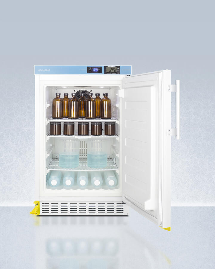 Summit ACR45LCALSTO Pharmacy Series Ada Compliant 20" Wide Built-In Undercounter All-Refrigerator For Vaccine Storage, Frost-Free With A Step-To-Open Door Pedal, Internal Fan, External Digital Controls And Nist Calibrated Thermometer, And Lock