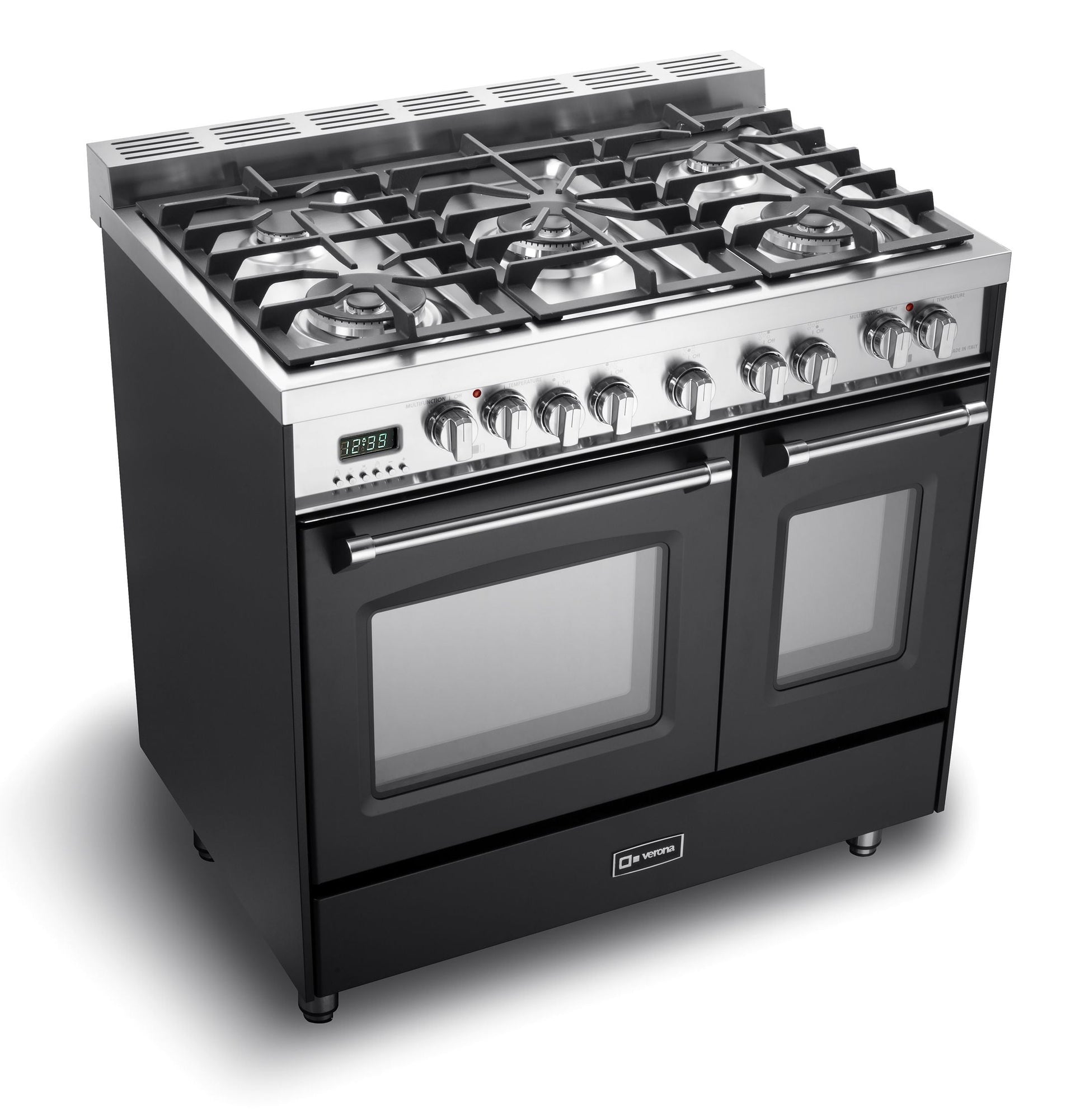Verona VPFSGE365DE Matte Black 36" Prestige Dual Fuel Double Oven Range