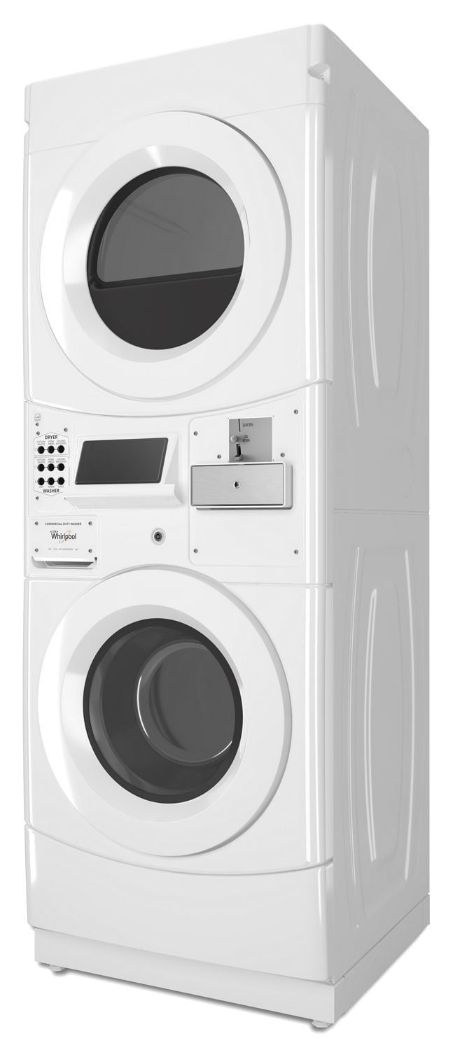 Whirlpool CET9000GQ Commercial Electric Stack Washer/Dryer, Coin Equipped White