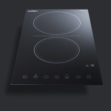 Summit CR2B23T3B 230V 2-Burner Cooktop In Black Ceramic Schott Glass With Digital Touch Controls, 3000W