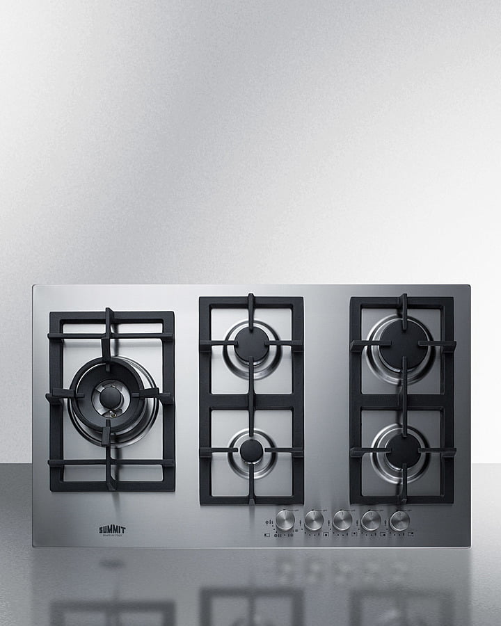 Summit GCJ536SS 34" Wide 5-Burner Gas Cooktop In Stainless Steel