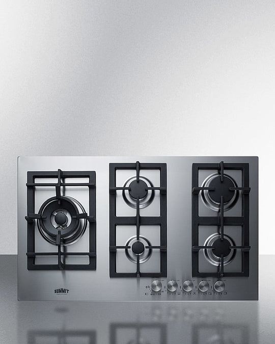 Summit GCJ536SS 34" Wide 5-Burner Gas Cooktop In Stainless Steel
