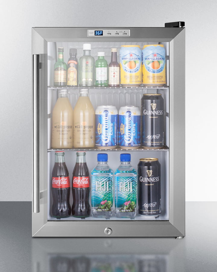 Summit SCR312LCSS Commercially Approved Countertop Beverage Cooler With Glass Door, Stainless Steel Cabinet, Front Lock, And Digital Thermostat; Replaces Scr310Lcss