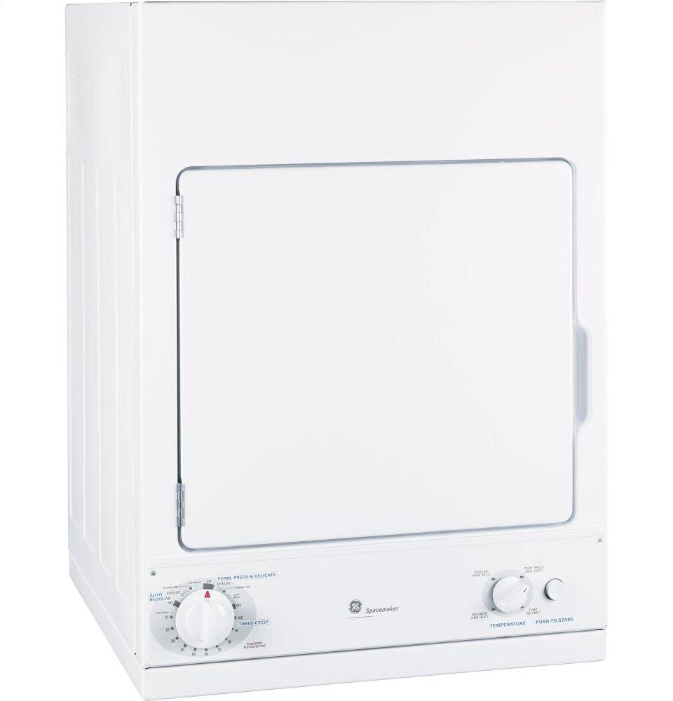 Ge Appliances DSKS433EBWW Ge Spacemaker® 240V 3.6 Cu. Ft. Capacity Stationary Electric Dryer