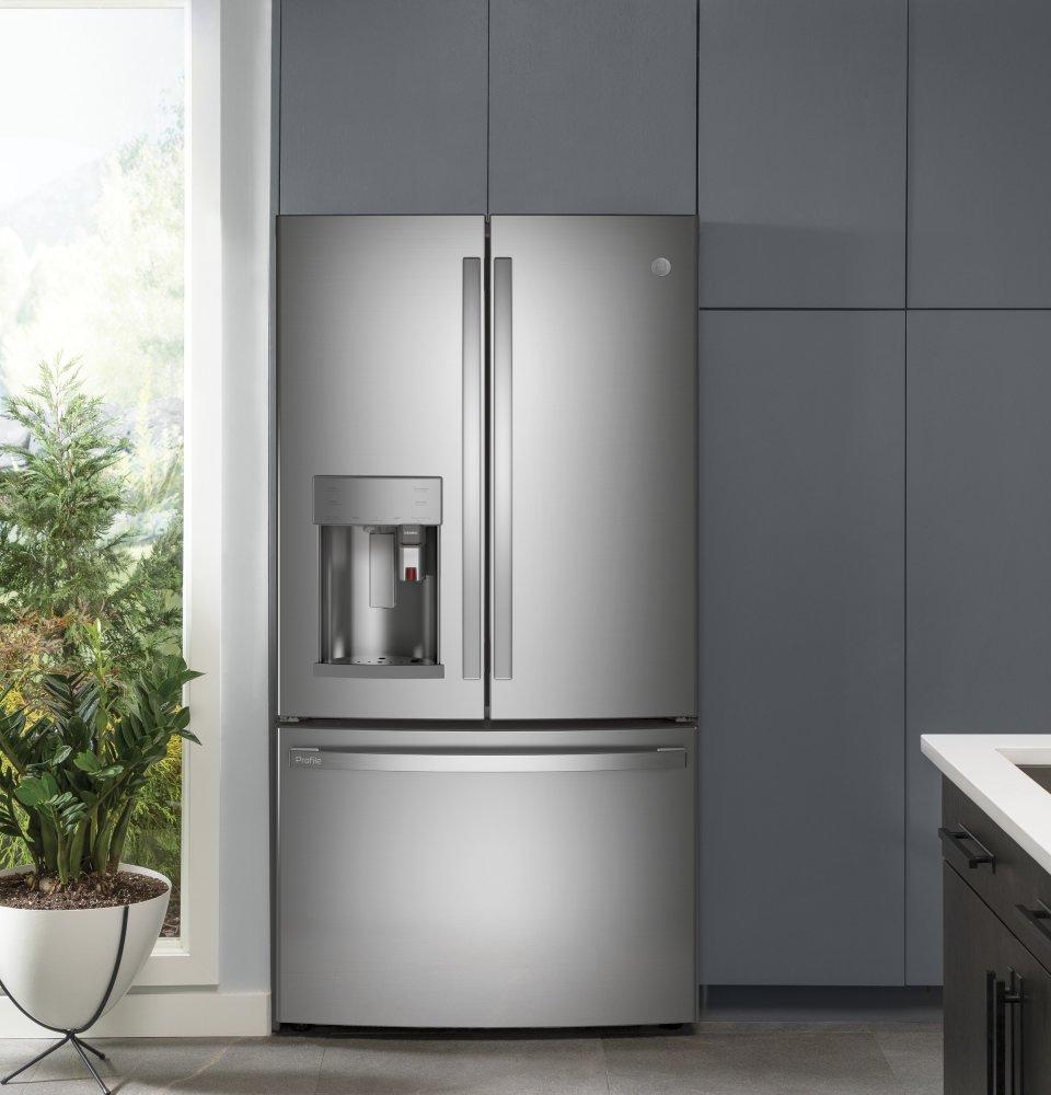 Ge Appliances PYE22PYNFS Ge Profile™ Series Energy Star® 22.1 Cu. Ft. Smart Counter-Depth Fingerprint Resistant French-Door Refrigerator With Keurig® K-Cup® Brewing System