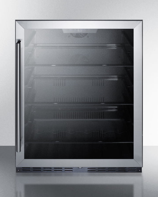 Summit AL57GCSS 24" Wide Built-In Ada Compliant Commercial Beverage Center For Display And Refrigeration Of Beverages And Food, With Glass Door, Digital Controls, Front Lock, Led Lighting, And Stainless Steel Wrapped Cabinet