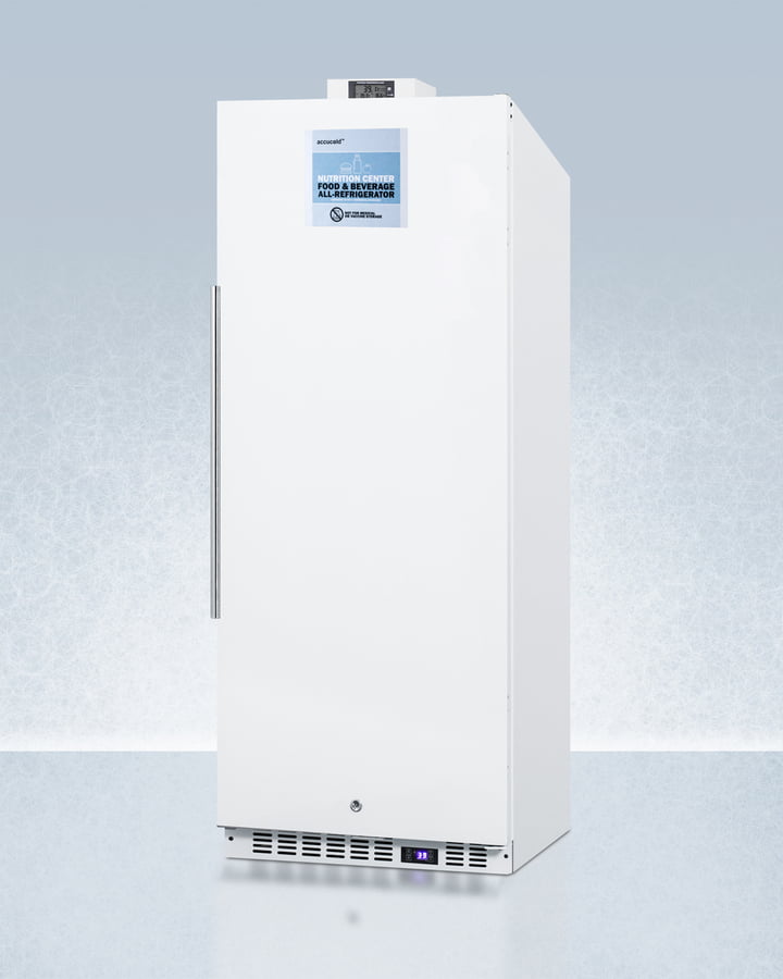 Summit FFAR12WNZ Commercially Approved 10.1 Cu.Ft. Nutrition Center Series All-Refrigerator With Stainless Steel Door, Front Lock, And Nist Calibrated Digital Temperature Display