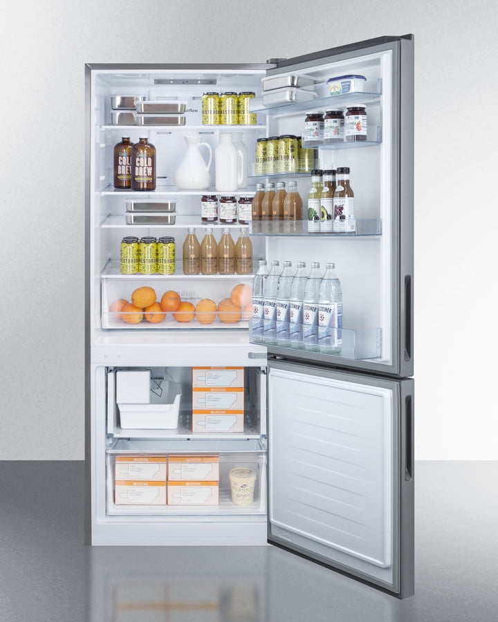Summit FFBF279SSIM 28" Wide Built-In Bottom Freezer Refrigerator With Icemaker