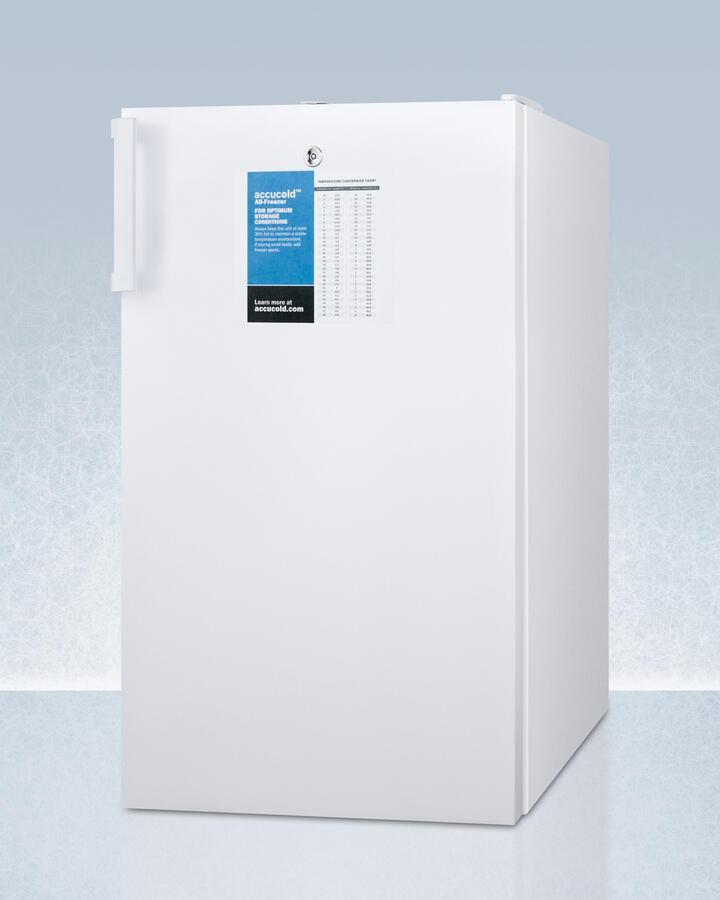 Summit FS407LPROADA 20" Wide Ada Height All-Freezer For Freestanding Use, Manual Defrost With A Lock And Probe Hole