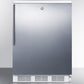 Summit CT66LBISSHV Built-In Undercounter Refrigerator-Freezer For General Purpose Use, With Dual Evaporator Cooling, Cycle Defrost, Ss Door, Thin Handle And White Cabinet