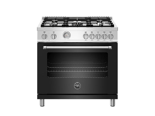 Bertazzoni MAST365DFMNEE 36 Inch Dual Fuel Range, 5 Burner, Electric Oven Nero Matt