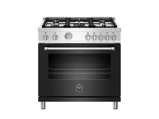Bertazzoni MAST365DFMNEE 36 Inch Dual Fuel Range, 5 Burner, Electric Oven Nero Matt