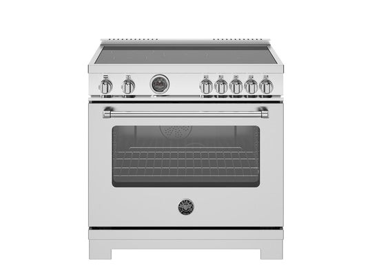 Bertazzoni MAS365ICFEPXT 36 Inch Induction Range, 5 Heating Zones And Cast Iron Griddle, Electric Self-Clean Oven Stainless Steel
