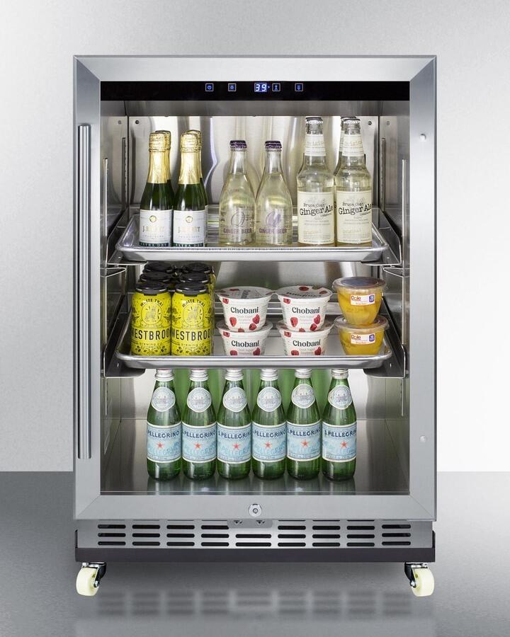 Summit SCR611GLOSRI 24" Wide Outdoor Mini Reach-In Beverage Center With Dolly