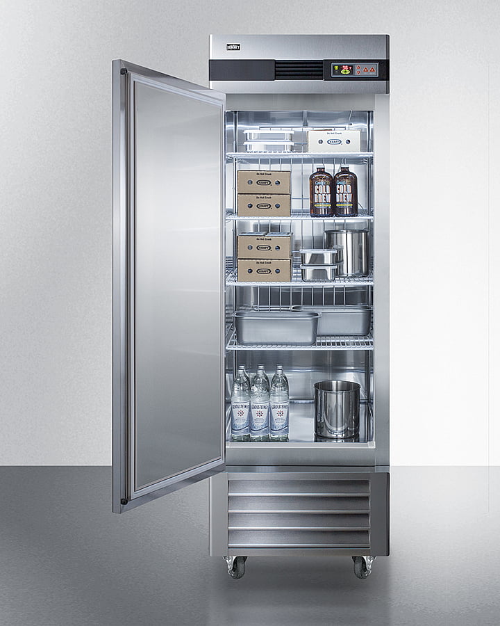 Summit SCRR232LH 23 Cu.Ft. Commercial Reach-In Refrigerator In Complete Stainless Steel With Left Hand Door Swing