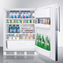 Summit FF6BI7FRADA Ada Compliant Commercial All-Refrigerator For Built-In General Purpose Use, Auto Defrost W/Ss Door Frame For Slide-In Panels And White Cabinet