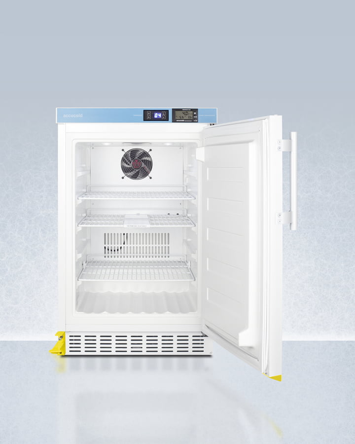 Summit ACR45LSTO Pharmacy Series Ada Compliant 20" Wide Built-In Undercounter All-Refrigerator For Vaccine Storage, Frost-Free With Step-To-Open Door Pedal, Internal Fan, External Digital Controls And Thermometer, And Lock