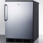 Summit FF7LBLKBISSTB Commercially Listed Built-In Undercounter All-Refrigerator For General Purpose Use, Auto Defrost W/Ss Wrapped Door, Towel Bar Handle, Lock, And Black Cabinet