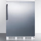 Summit FF6WBI7SSTB Commercially Listed Built-In Undercounter All-Refrigerator For General Purpose Use, Auto Defrost W/Ss Wrapped Door, Towel Bar Handle, And White Cabinet