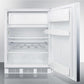 Summit CT661WBISSHH Built-In Undercounter Refrigerator-Freezer For Residential Use, Cycle Defrost With A Stainless Steel Wrapped Door, Horizontal Handle, And White Cabinet