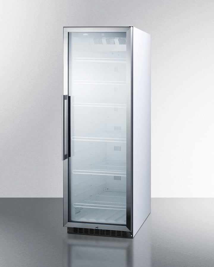 Summit SCR1400W Commercial Beverage Merchandiser Designed For The Display And Refrigeration Of Beverages And Sealed Food, With 12.6 Cu.Ft. Capacity, Digital Thermostat And Self-Closing Door; Replaces Scr1400