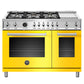 Bertazzoni PROF486GDFSGIT 48 Inch Dual Fuel Range, 6 Brass Burners And Griddle , Electric Self Clean Oven Giallo