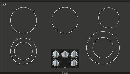 Bosch NEM5666UC 500 Series, 36" Knob Cnt, 5 Element, Elec. C-Top Black