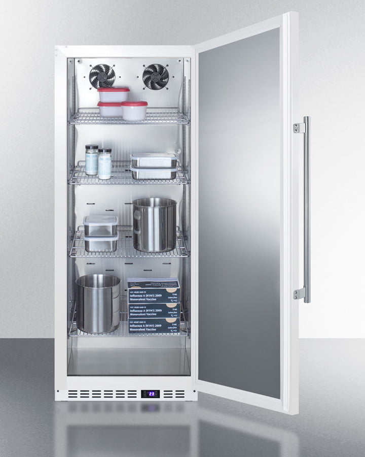 Summit FFAR12W7 10.1 Cu.Ft. Commercial All-Refrigerator With Stainless Steel Interior, White Exterior, Digital Thermostat, Lock, And Automatic Defrost Operation
