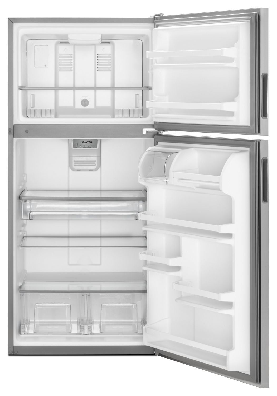 Maytag MRT118FFFM 30-Inch Wide Top Freezer Refrigerator With Powercold® Feature- 18 Cu. Ft. Monochromatic Stainless Steel