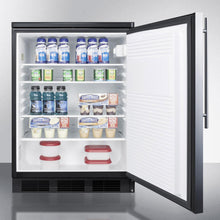 Summit FF7LBLSSHV Commercially Listed Freestanding All-Refrigerator For General Purpose Use, Auto Defrost W/Ss Wrapped Door, Thin Handle, Lock, And Black Cabinet