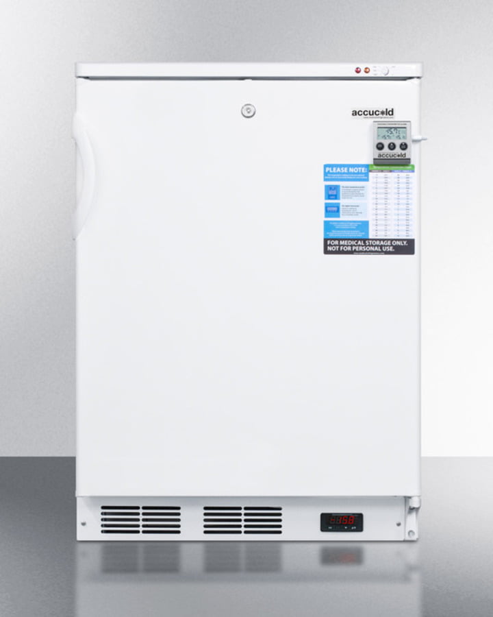 Summit VT65MLBIVAC Built-In Undercounter Vaccine Storage All-Freezer With Digital Thermostat, Temperature Alarm, Hospital Grade Cord, Self-Closing Door, And Front Lock