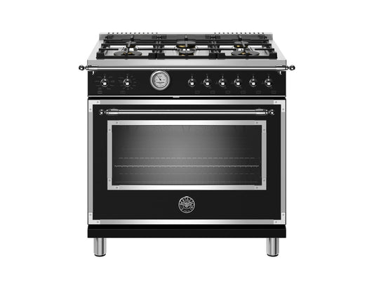 Bertazzoni HERT366GASNET 36 Inch All Gas Range, 6 Brass Burners Nero Matt