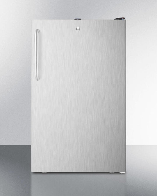 Summit FF521BLBISSTBADA Ada Compliant 20" Wide Built-In Undercounter All-Refrigerator For General Purpose Use, Auto Defrost With A Lock, Ss Door, Towel Bar Handle And Black Cabinet