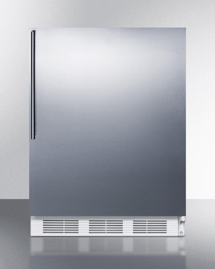 Summit CT66JSSHV Freestanding Refrigerator-Freezer For General Purpose Use, With Dual Evaporator Cooling, Cycle Defrost, Ss Door, Thin Handle And White Cabinet